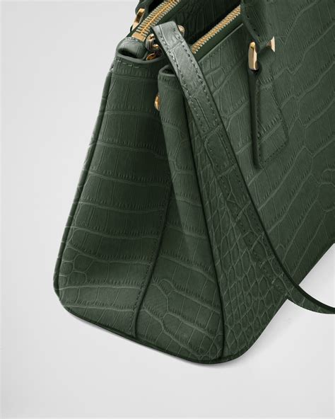 emerald prada bag|Emerald Green Small Prada Galleria Crocodile Leather Bag.